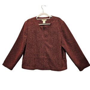 TravelSmith Blazer Jacket Womens L Petite Red Black Long Sleeves Zip Career